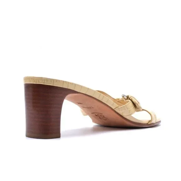 BRIGHTON Tatum Women 9M Leather Square Toe Slide Shoe Buckle Rhinestone Detail - Picture 5 of 11